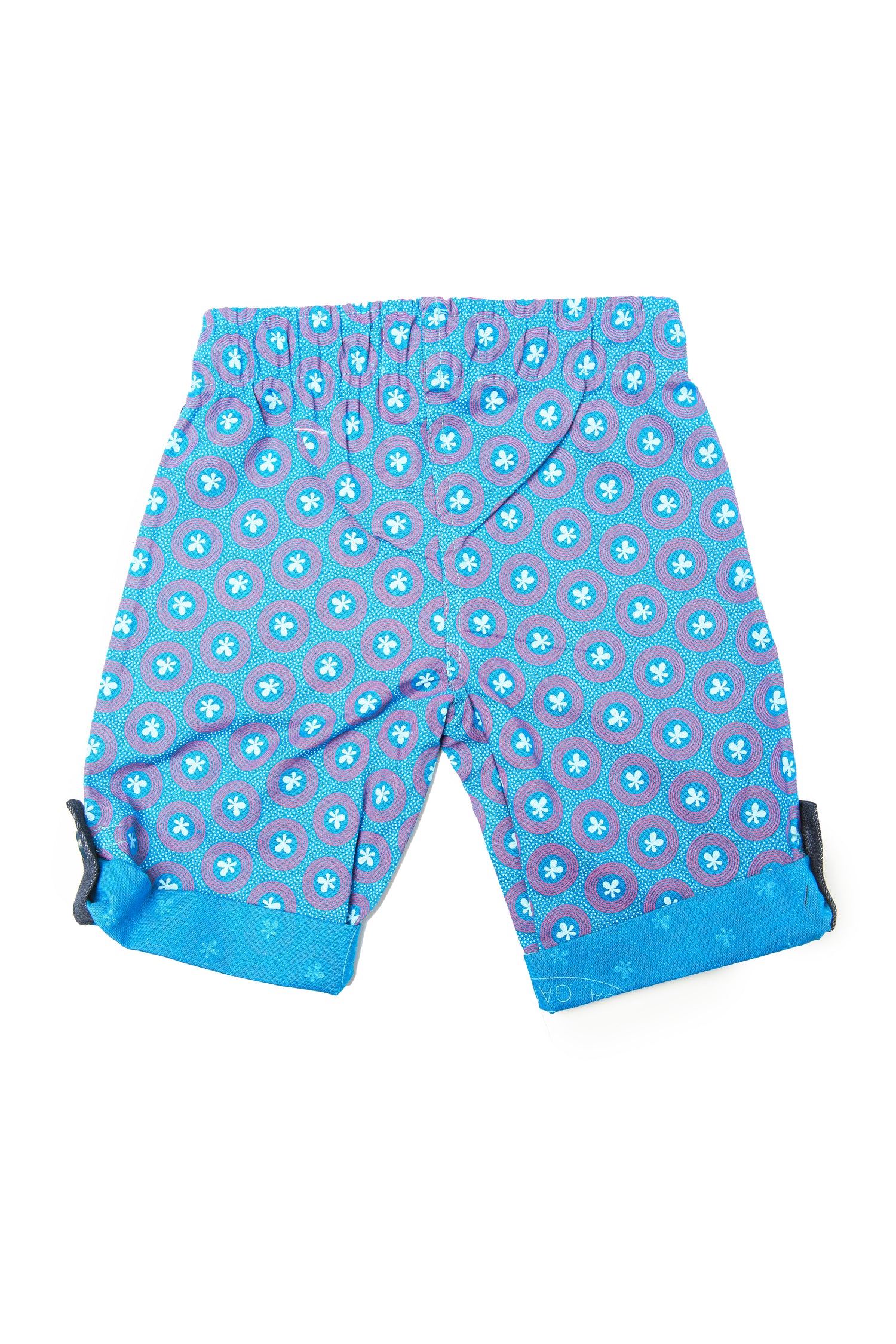 Kiddies Unisex Goodbye Malaria Shweshwe Shorts with Denim Detail