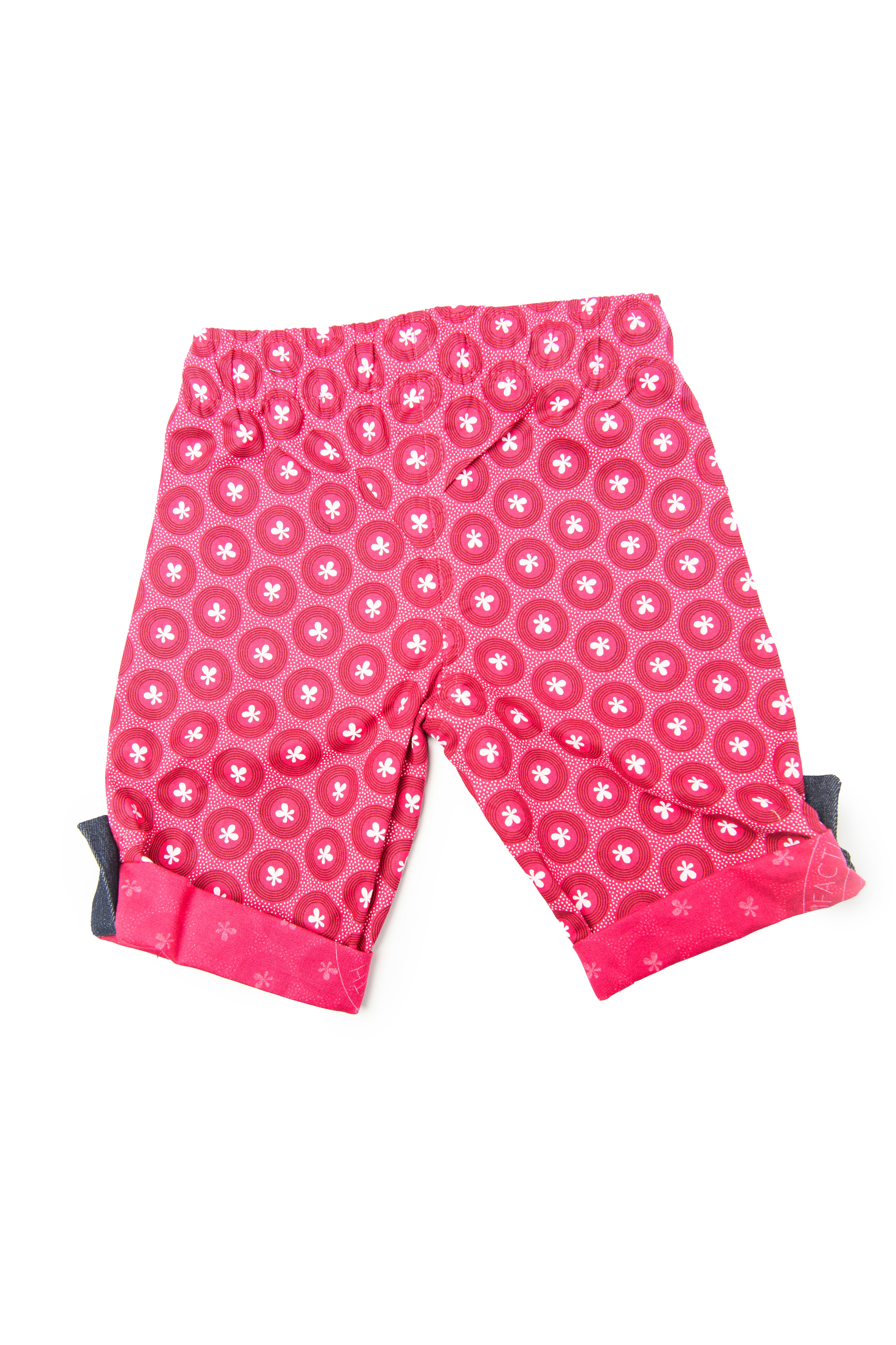 Kiddies Unisex Goodbye Malaria Shweshwe Shorts with Denim Detail