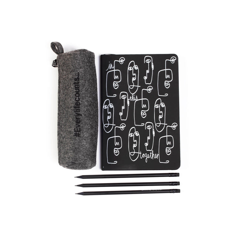 Pencil Case in Felt Gift Idea with Journal