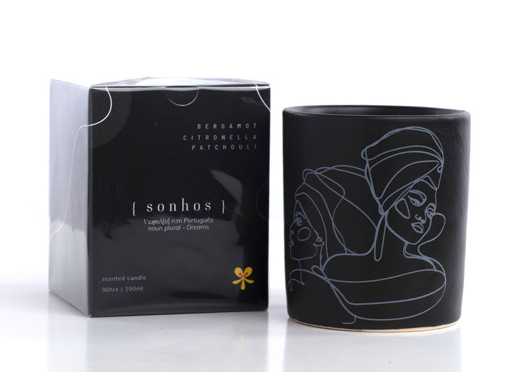 Sonhos Candle with Packaging Side