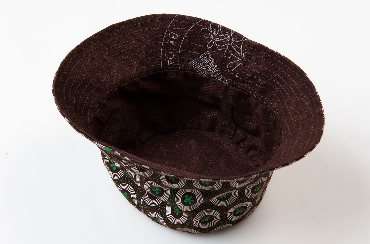 Adults Shweshwe Bucket Hat Brown Inside