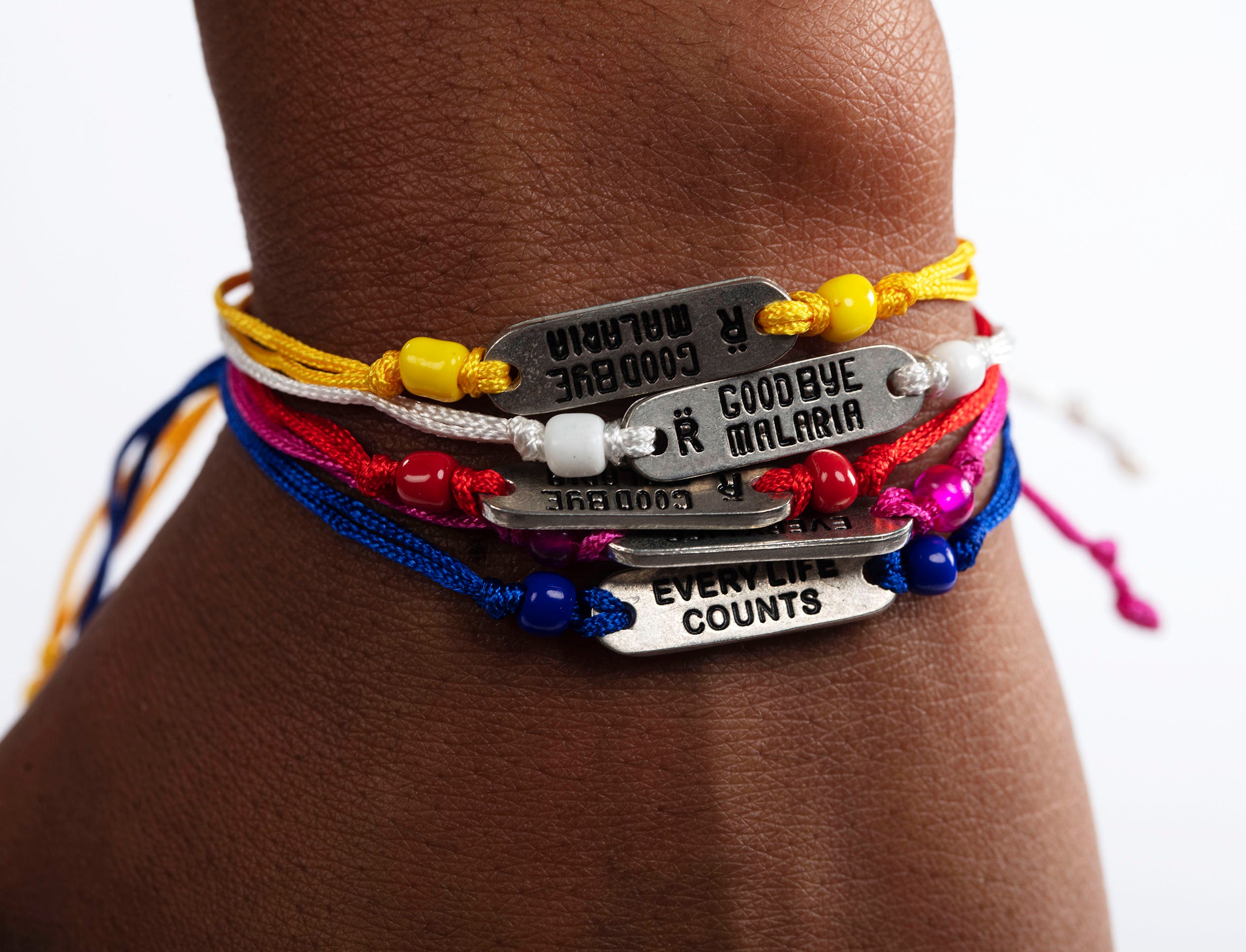 Goodbye Malaria Relate Cord Bracelet on Wrist