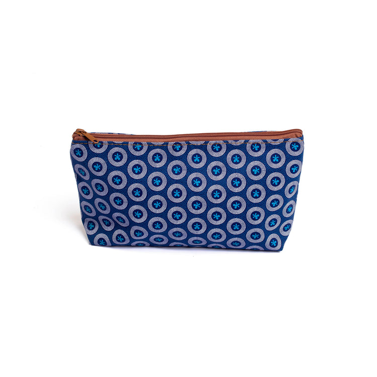 Large Shweshwe Cosmetic Blue Front