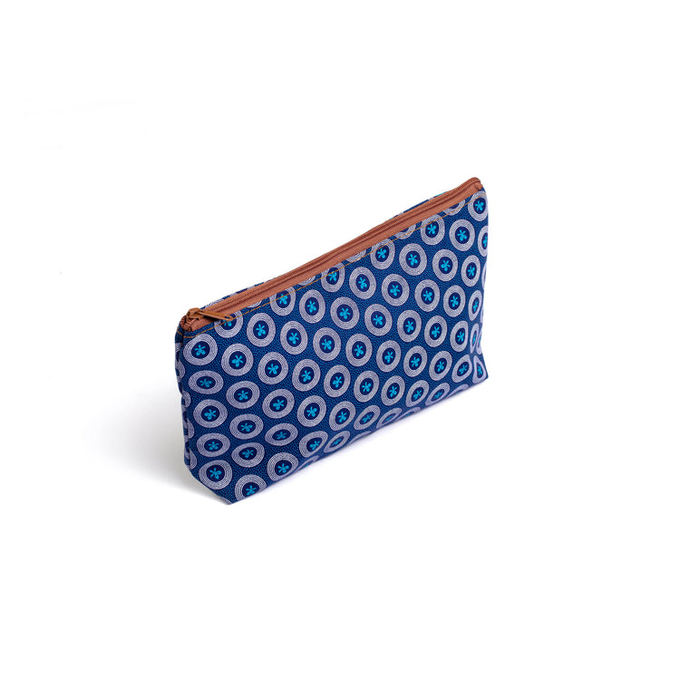 Large Shweshwe Cosmetic Blue Side