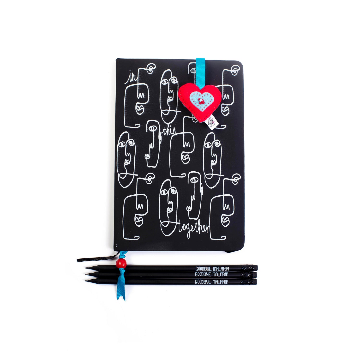 Felt Bookmark Red Heart on Journal