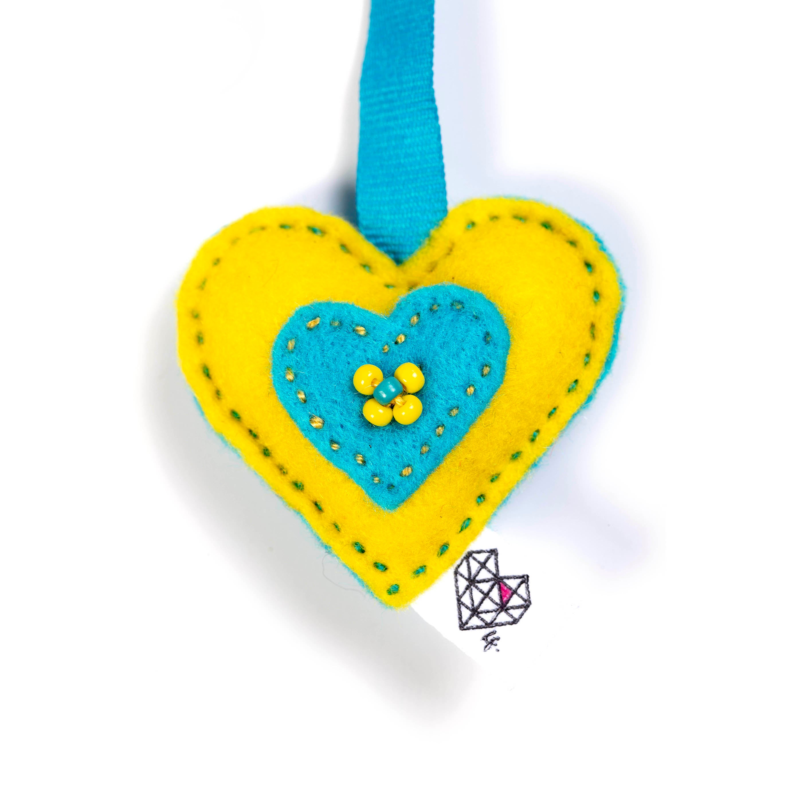 Felt Bookmark Yellow Heart