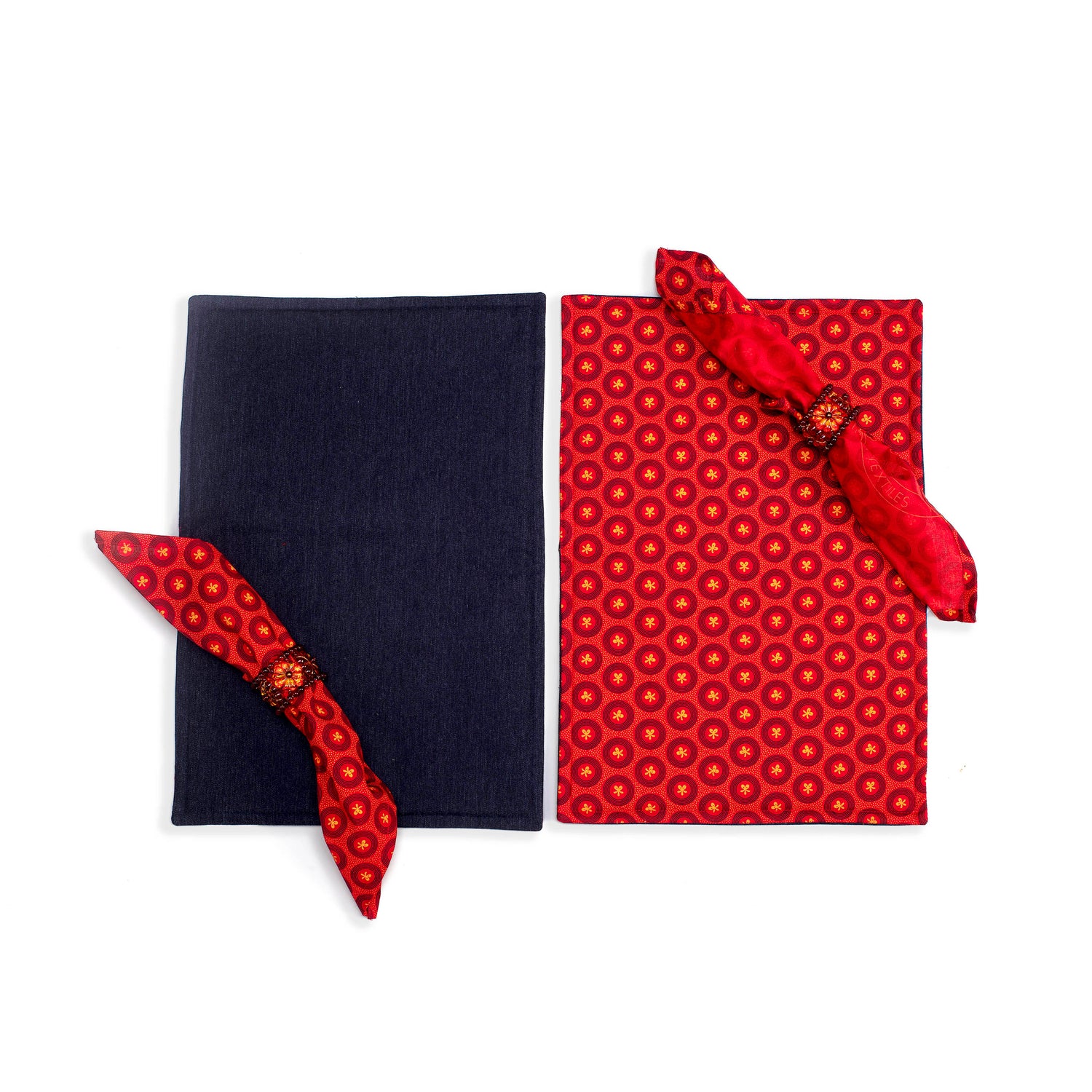 Shweshwe Placemats and Serviettes Red