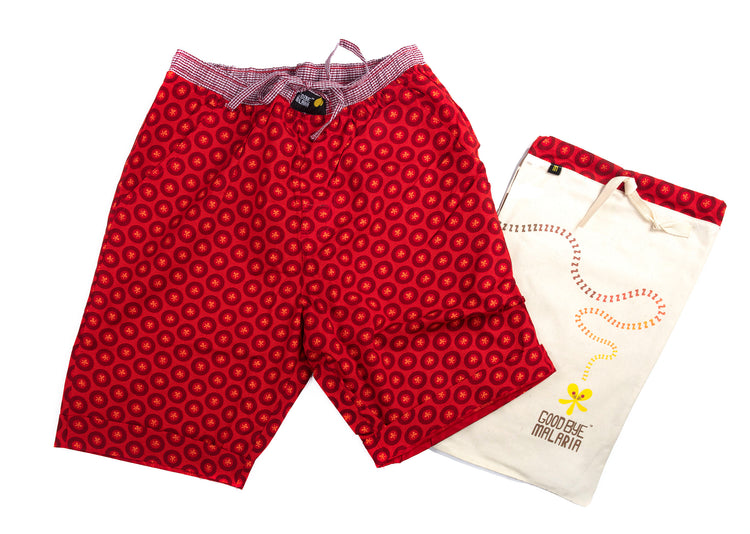 Adults Shweshwe Shorts Red