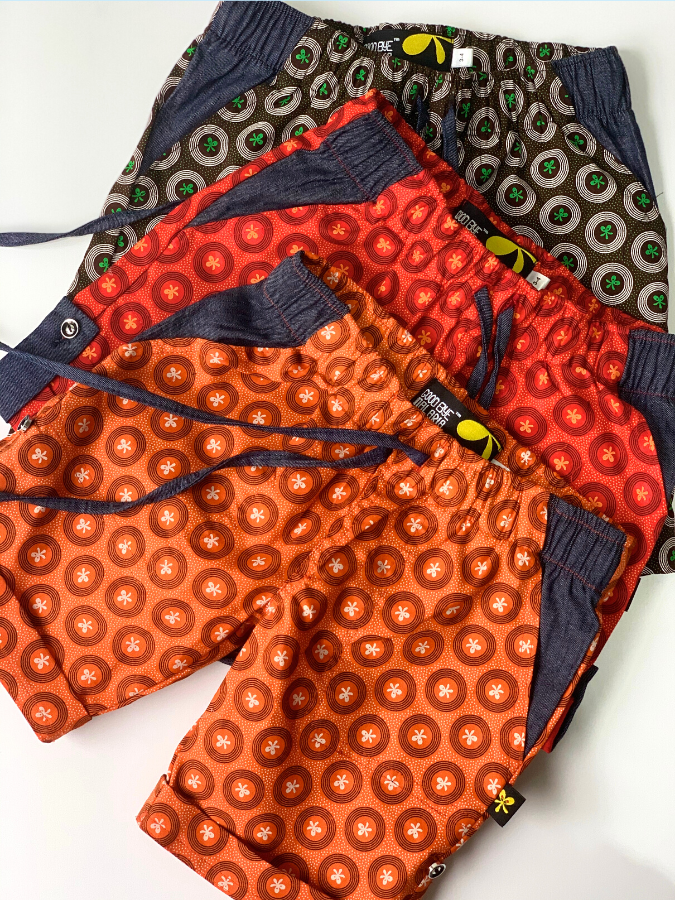 Kiddies Shweshwe Shorts with Denim Detail Group